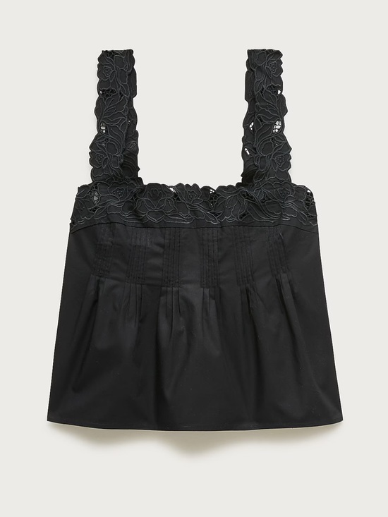 J. Crew Tops - J. Crew Black Lace-Trim Square Neck Tank
